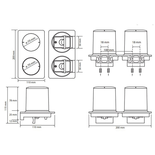 Bemeta Organic Pahar cu suport dublu, alb/negru