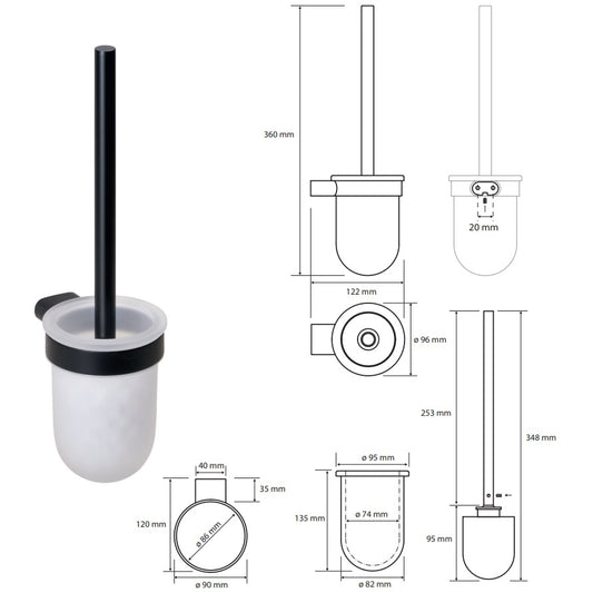 Bemeta Organic Perie WC cu suport H36 cm, negru