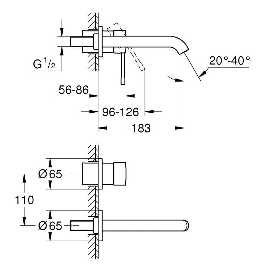 Baterie lavoar incastrata Grohe Essence, pipa 18 cm