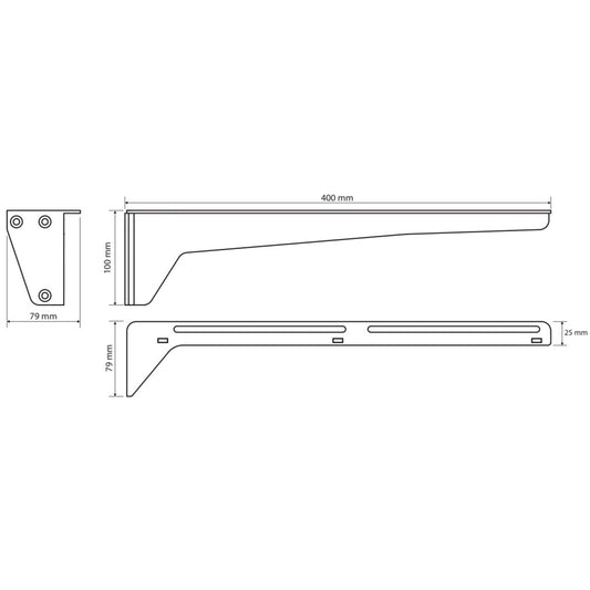 Bemeta Consola pentru blat lavoar 40xH10 cm, sustinere 30 kg, alb