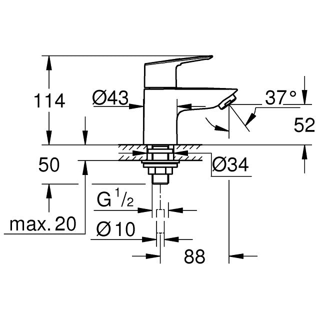 Robinet lavoar Grohe BauLoop, marime XS