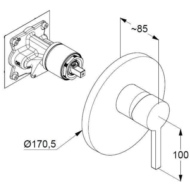 Kludi Nova Fonte Baterie dus monocomanda incastrata, negru mat