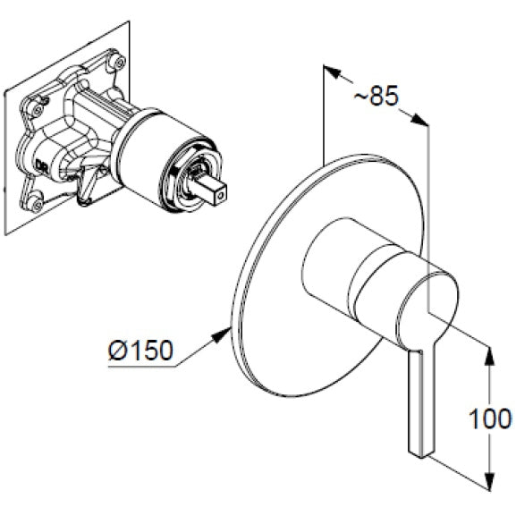 Kludi Nova Fonte Baterie dus monocomanda, alb mat