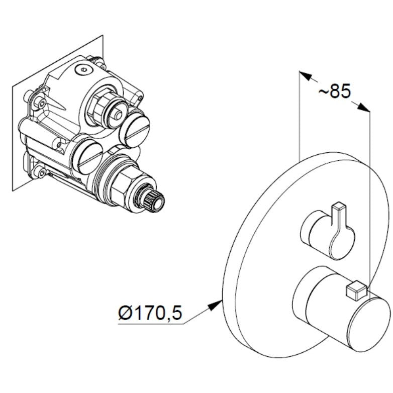 Kludi Nova Fonte Baterie dus monocomanda termostatata, crom