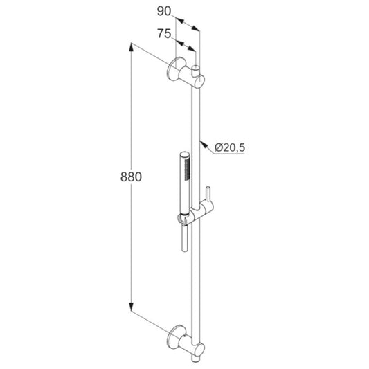 Kludi Nova Fonte Deco 1S Set dus cu bara 90 cm, crom