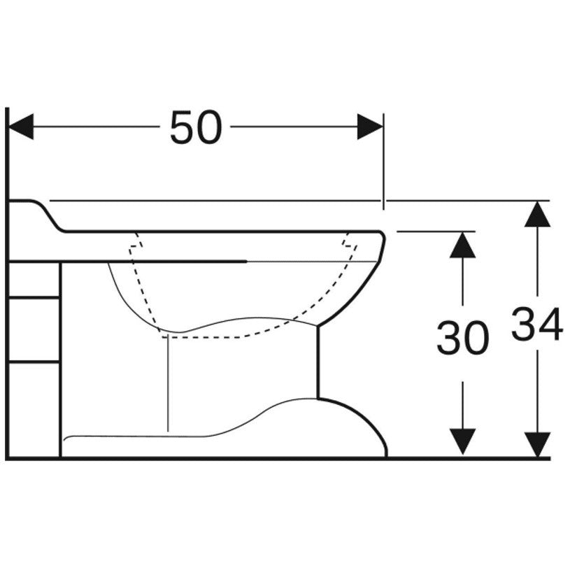 Vas WC pentru copii, pe pardoseala Geberit Bambini 35x50 cm evacuare orizontala, alb