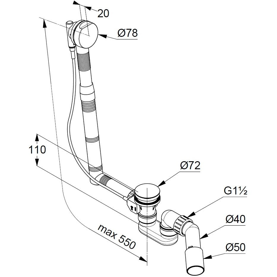 Kludi Rotexa Sifon cada cu preaplin Ø50 mm