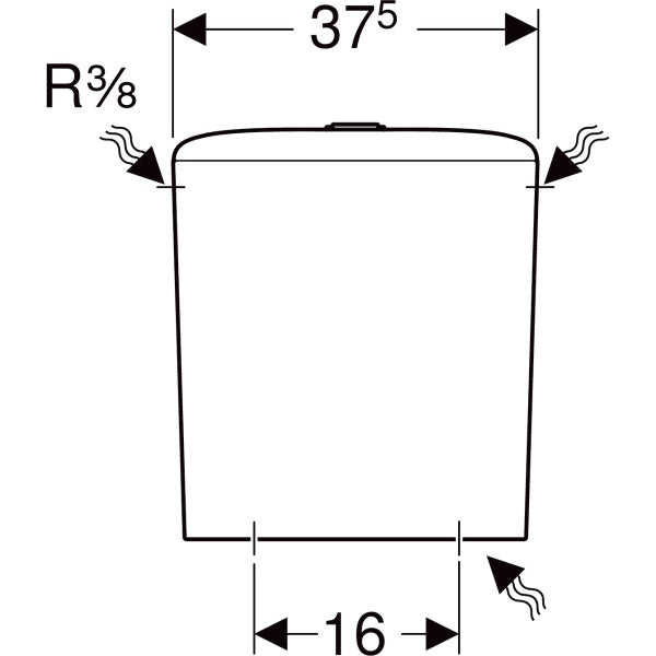 Geberit iCon Square Rezervor WC pentru vas Rimfree, alimentare laterala sau jos