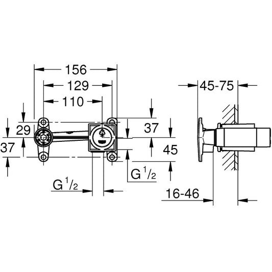 Grohe Corp incastrat pentru baterie lavoar monocomanda, cartus 35 mm, tip 2