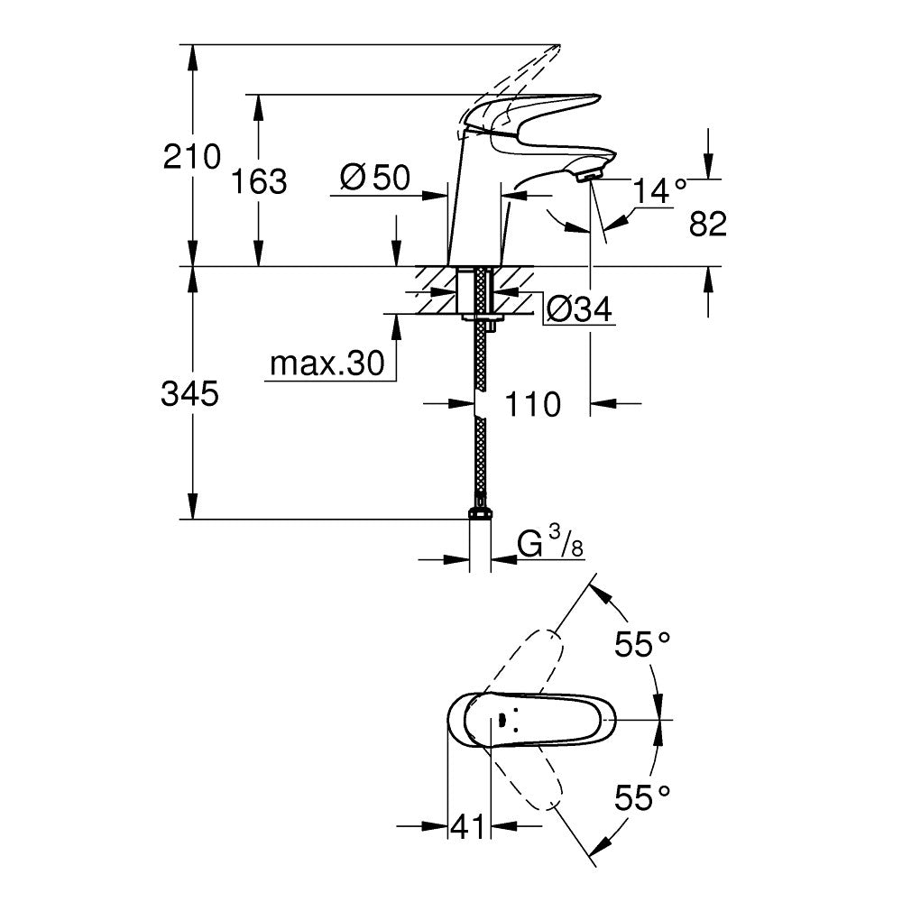 Baterie lavoar Grohe Eurostyle, marime S, maner plin