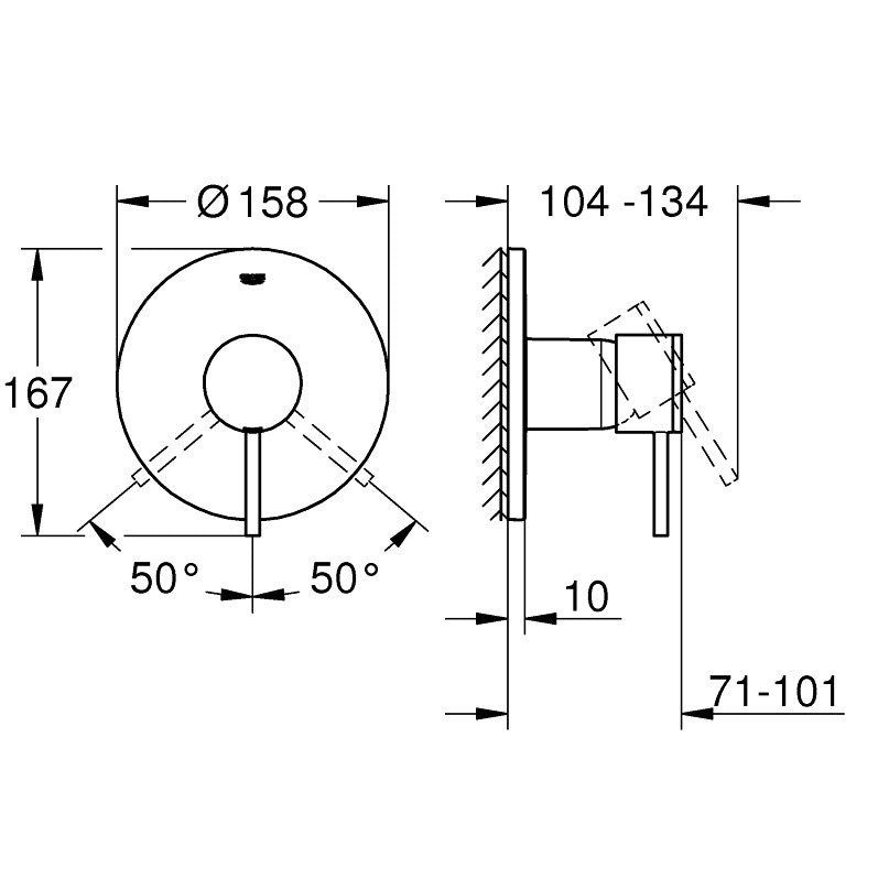 Grohe Atrio Baterie dus incastrata, crom
