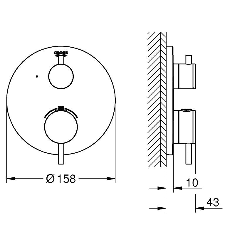 Grohe Atrio Baterie dus cu termostat, crom