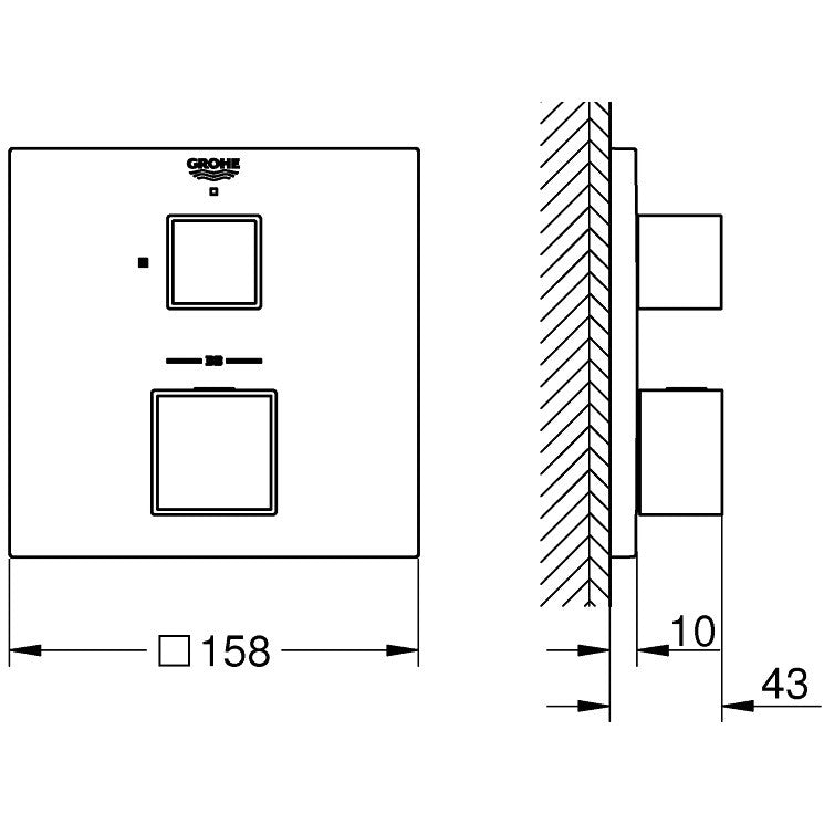 Grohe Grohtherm Cube Baterie dus cu termostat incastrata, 1 iesire, crom