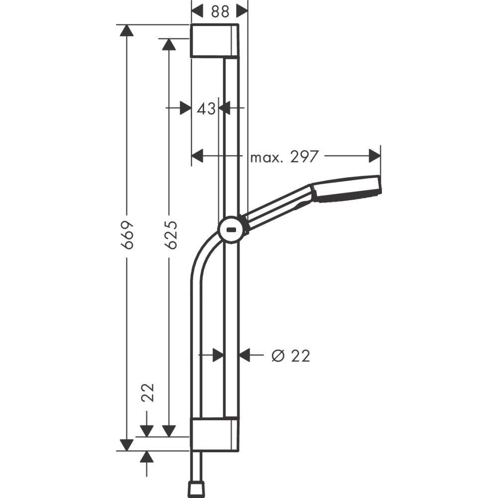 Hansgrohe Pulsify Select Set dus cu bara 65 cm, negru mat