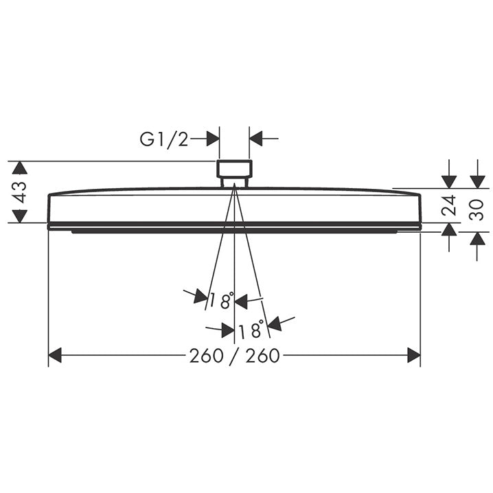 Palarie dus fix Hansgrohe Pulsify E 260, cu 1 functie, crom