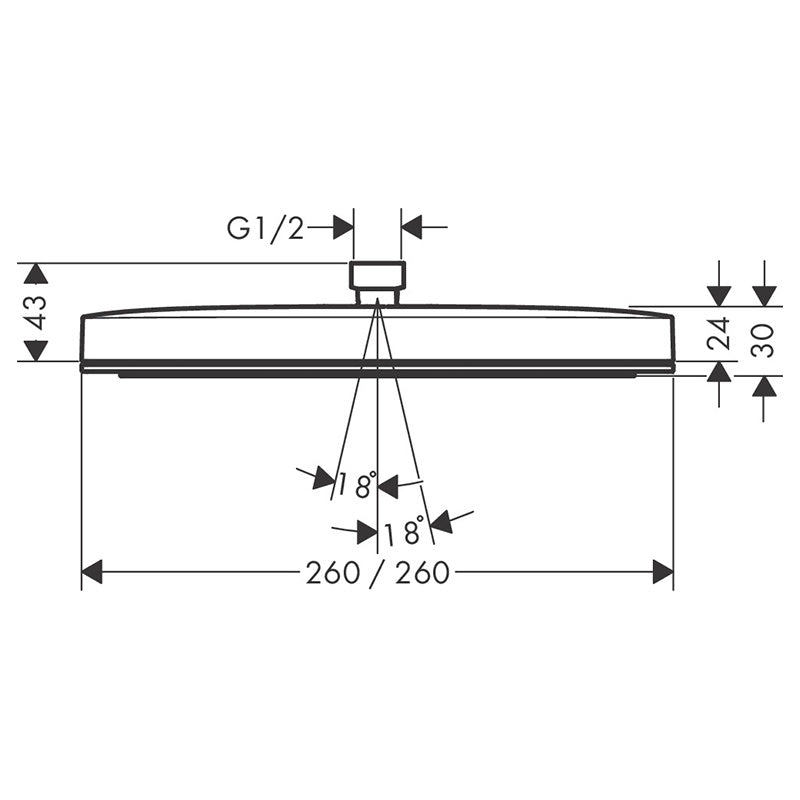 Palarie dus fix Hansgrohe Pulsify E 260, cu 1 functie, negru mat