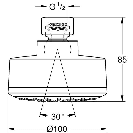 Palarie dus fix Grohe New Tempesta Cosmopolitan 100, Ø10 cm, 1 jet