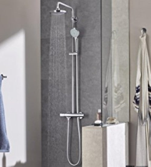 Palarie dus fix Grohe Rainshower, cu brat, montaj pe perete, Ø31 cm