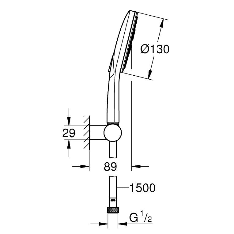 Grohe Rainshower Eco SmartActive 130 Set dus cu suport reglabil, crom