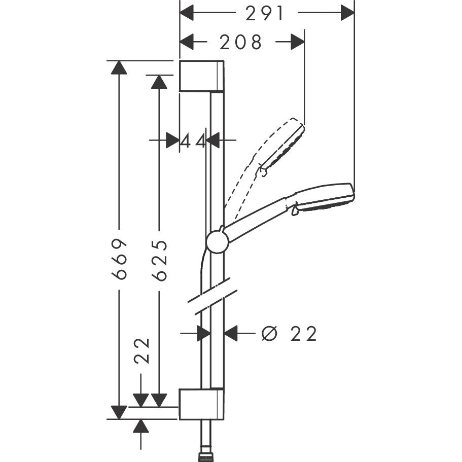 Hansgrohe Crometta 100 Vario Set dus cu bara 65 cm, alb/crom