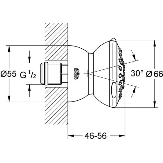 Duza Grohe Relexa 65, cu 2 jeturi orizontale Ø7 cm