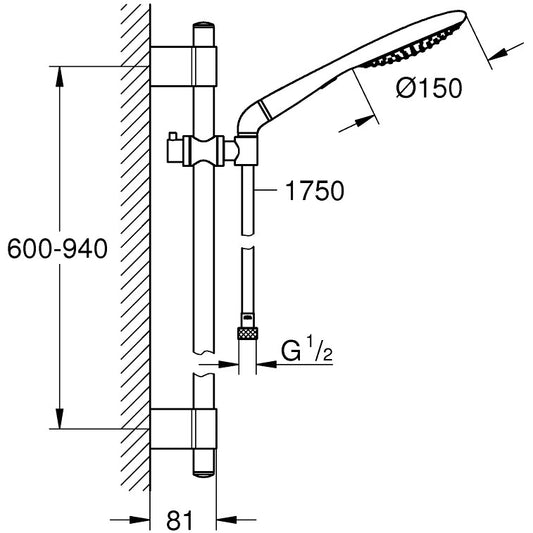 Grohe Rainshower Solo 150 Set dus cu bara 90 cm