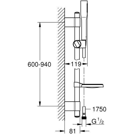 Grohe Euphoria Cosmopolitan Set dus cu bara 90 cm, 1 jet