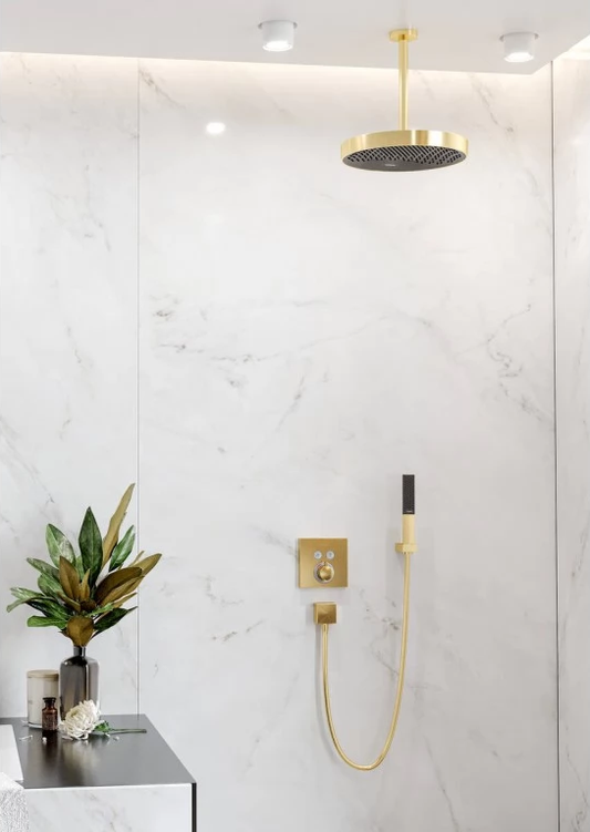 Brat dus fix Hansgrohe S, montaj pe tavan, 30 cm, auriu lucios