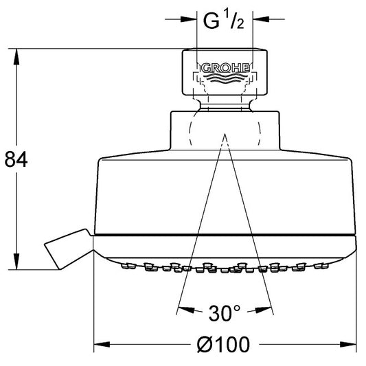 Palarie dus fix Grohe New Tempesta Cosmopolitan 100, Ø10 cm, 4 jeturi