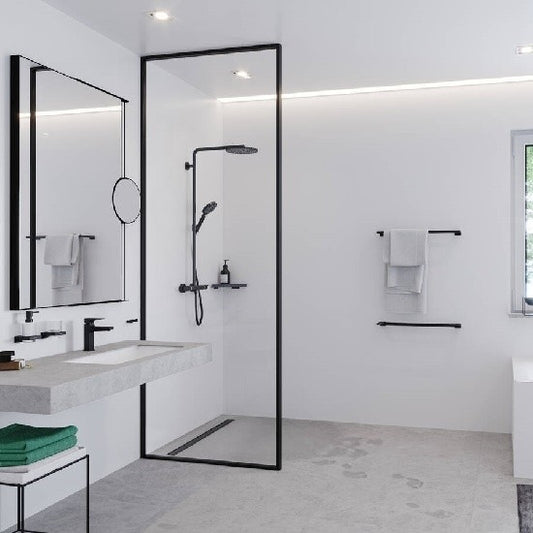 Coloana dus cu baterie si termostat Hansgrohe Raindance Select S 240, negru mat