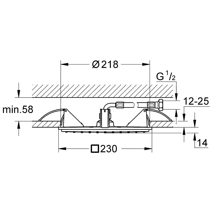 Palarie dus fix Grohe Rainshower Allure 230, montaj pe tavan, 23x23 cm