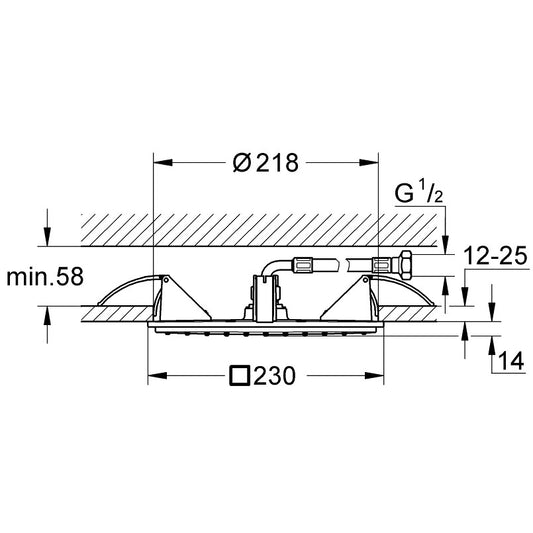Palarie dus fix Grohe Rainshower Allure 230, montaj pe tavan, 23x23 cm