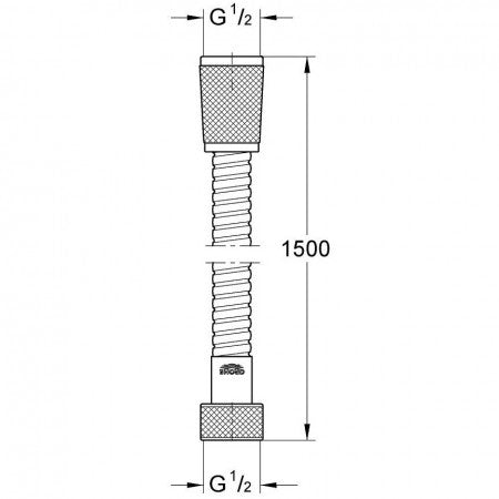 Furtun dus Grohe MetalFlex Longlife 150 cm, crom