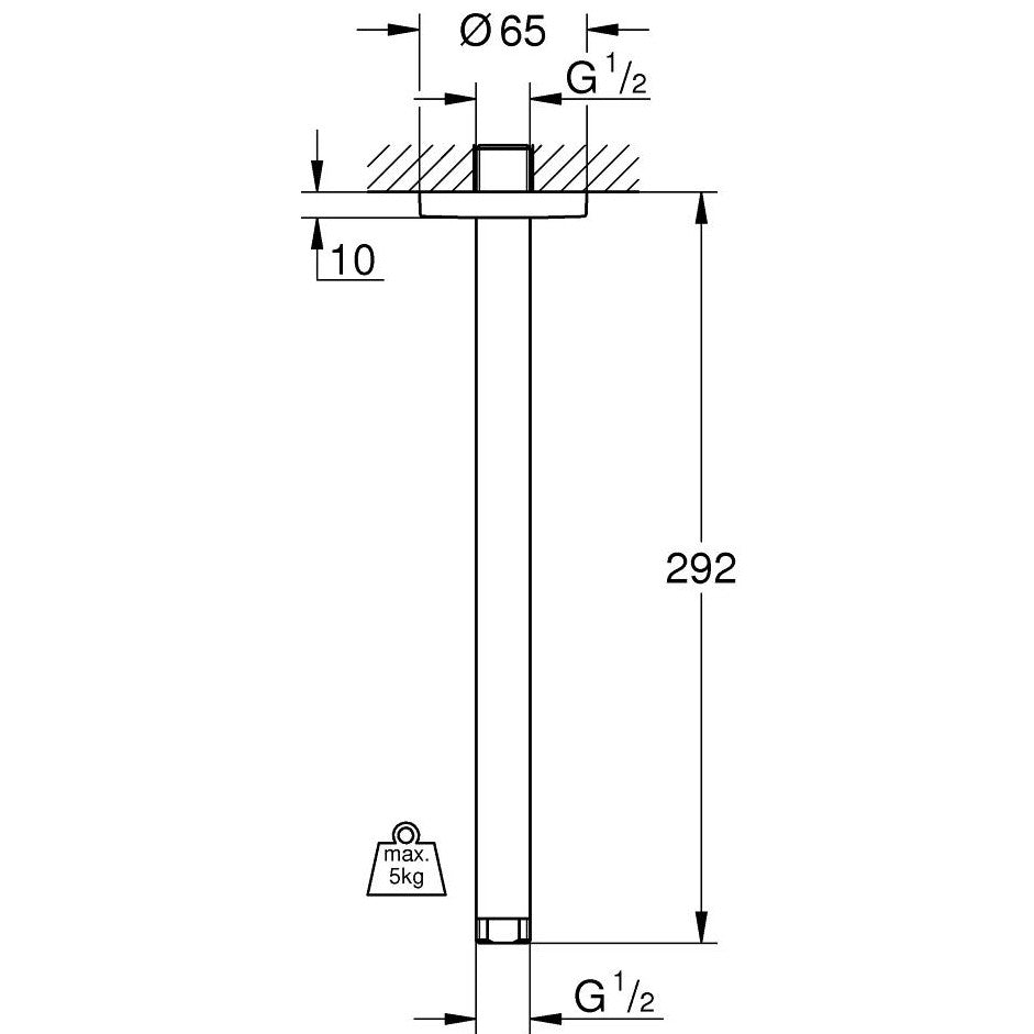 Brat dus fix Grohe Rainshower, montaj pe tavan, 30 cm