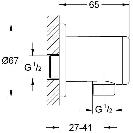 Grohe Relexa Cot de iesire dus 1/2', capac crom mat