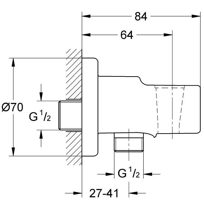 Grohe Relexa Cot de iesire dus 1/2' cu suport dus