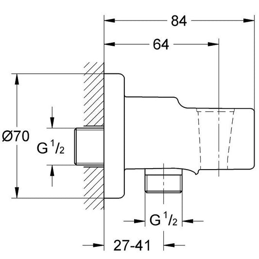 Grohe Relexa Cot de iesire dus 1/2' cu suport dus