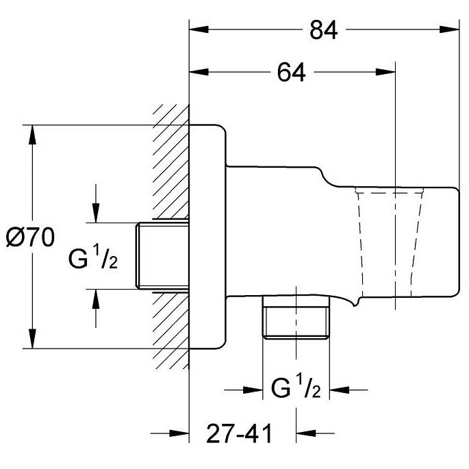 Grohe Relexa Cot de iesire dus 1/2' cu suport dus si protectie impotriva refluxului