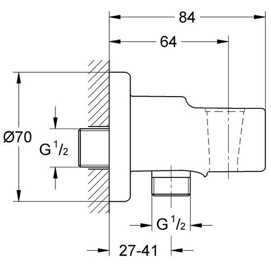 Grohe Relexa Cot de iesire dus 1/2' cu suport dus si protectie impotriva refluxului
