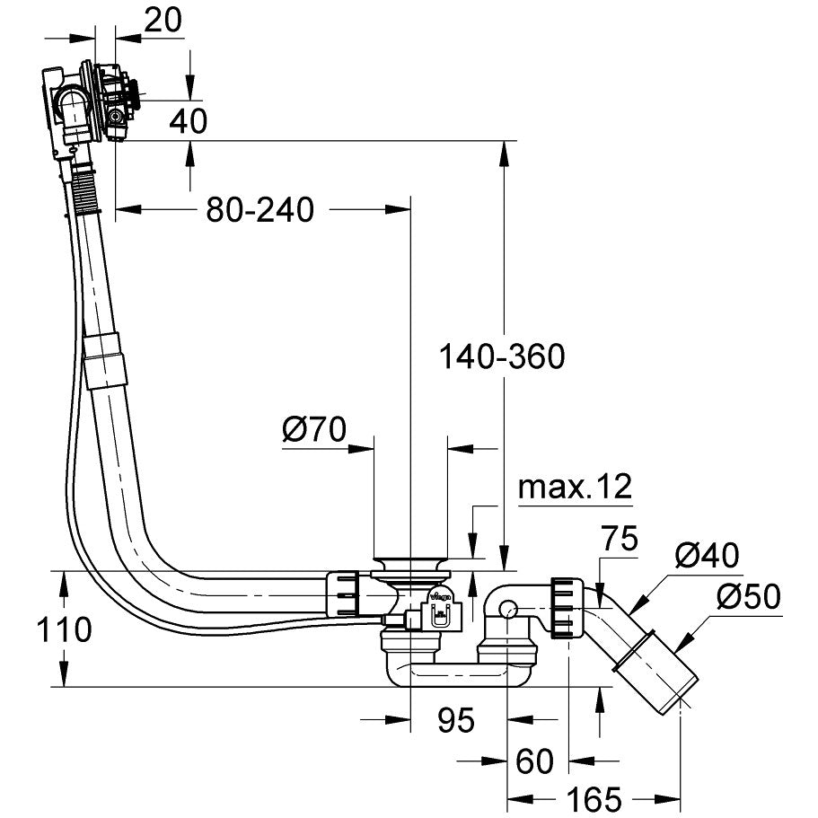 Grohe Talentofill Sifon cada cu alimentare prin preaplin