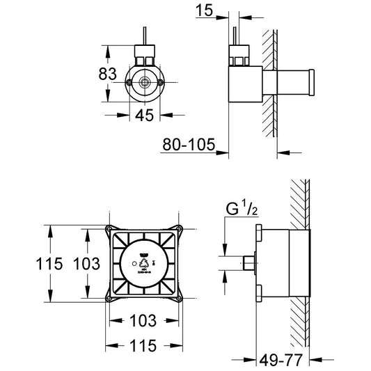 Grohe F-Digital Deluxe Set de instalare pentru generator de aburi