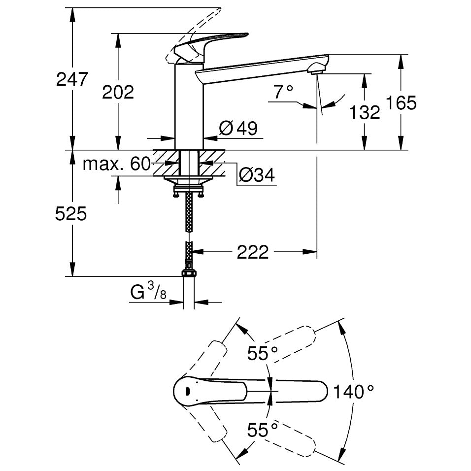 Grohe Eurosmart Baterie bucatarie monocomanda, negru mat
