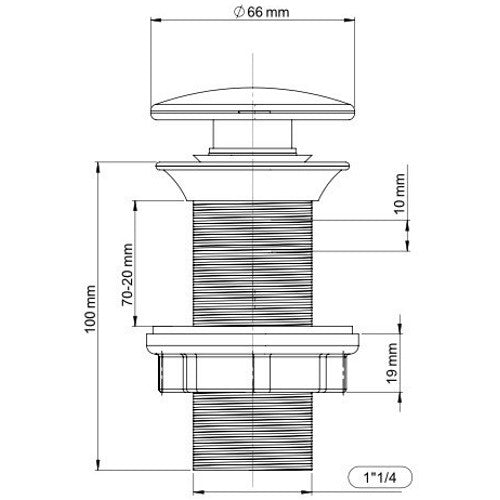 Wirquin Ventil click-clack pentru lavoare fara preaplin, alb