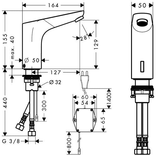 Hansgrohe Focus Baterie lavoar electronica, alimentare 230V