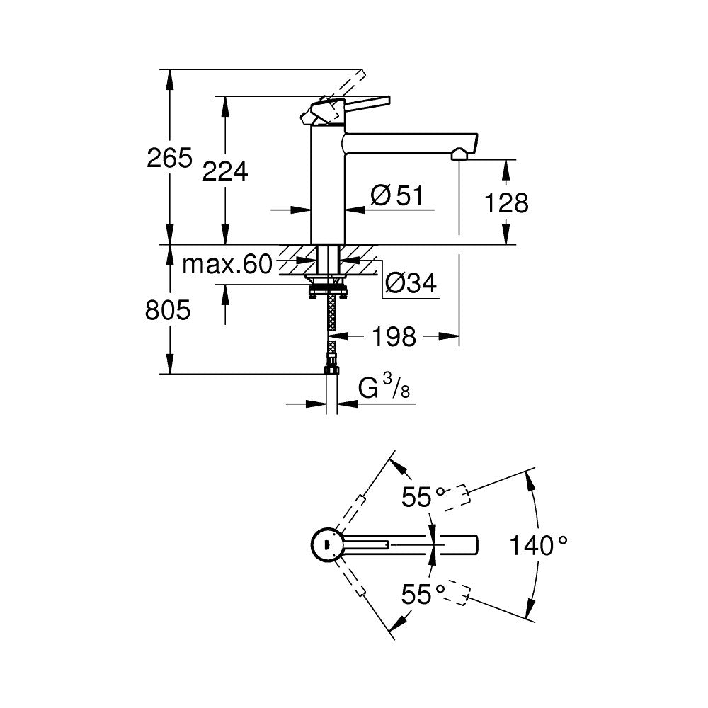 Grohe Concetto Baterie chiuveta bucatarie monocomanda, montaj sub fereastra