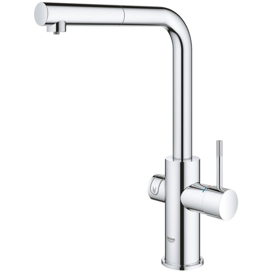 Grohe Blue Home Ondus Baterie de bucatarie cu sistem de filtrare, racire si acidulare, pipa L si dus extractibil, crom
