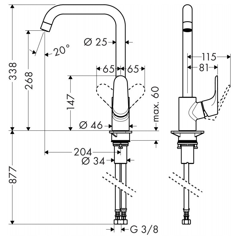 Hansgrohe Focus 260 Baterie chiuveta bucatarie monocomanda