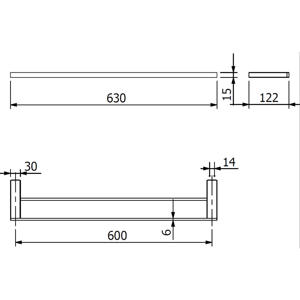 Kludi Vela C Suport prosop baie tip bara dubla 60 cm, crom