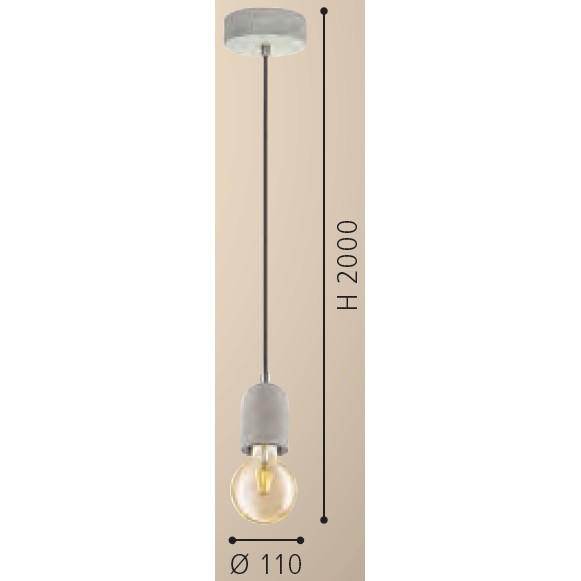 Eglo Yorth Pendul 1x60W, Ø11 cm, gri