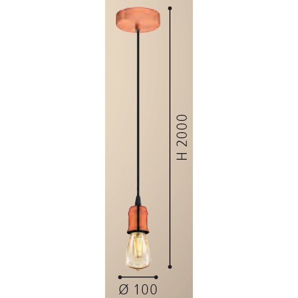 Eglo Yorth Pendul 1x60W, Ø10 cm, cupru mat (brushed copper)